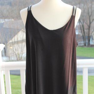 Black tank top with silver beaded straps